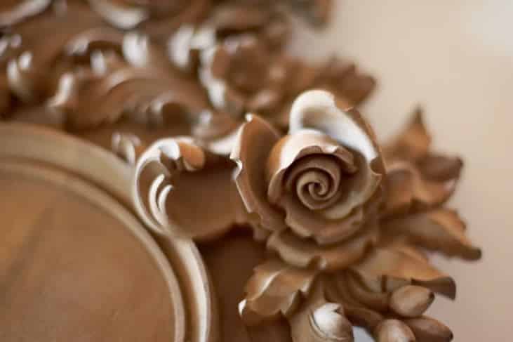 carved wood rose