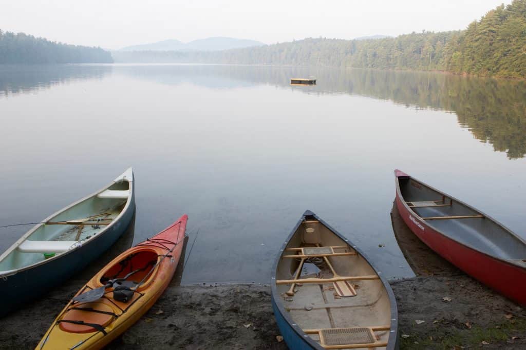 canoes on the lake